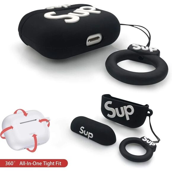 Apple AirPods Pro (Gen 1&2) Case/Cover - Black Sup Silicone Airpods Pro Cover - Picture 3 of 8